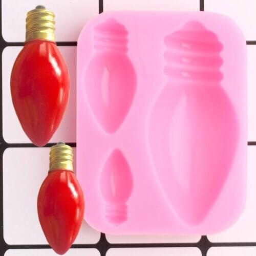 3D Light Bulb Silicone Molds DIY Christmas Cake Decorating Tools Cupcake Topper Fondant Mold Candy Clay Chocolate Gumpaste Mould