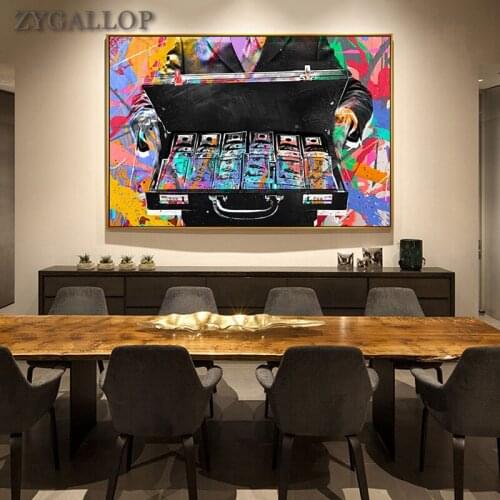 Abstract Money Graffiti Art Canvas Painting On The Wall Posters And Prints Inspirational Canvas Art Wall Picture For Living Room