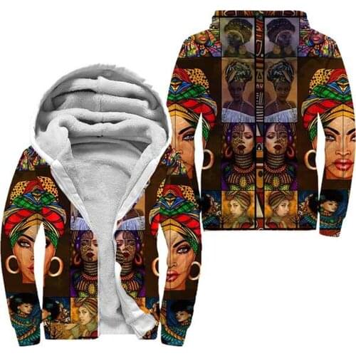 American Size Fashion African Sexy Woman 3d Printed Zipper Hoodie Stitching Design Jacket Cool Outdoor Streetwear