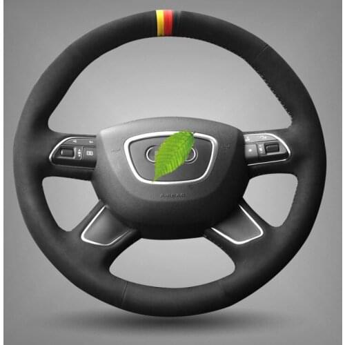 Steering Wheel Cover for Audi A3 (8V) A4 (B8) A8 (D4) Q3 Q5 A6 (C7) Q7 Shining wheat Hand-stitched Black Suede car assessoires