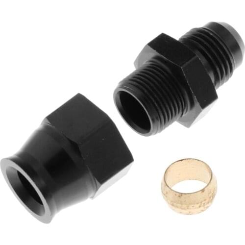 CNC Aluminum 3/8" 9.5mm Tube to 6 AN Male Adapter Fitting With Brass Ferrule