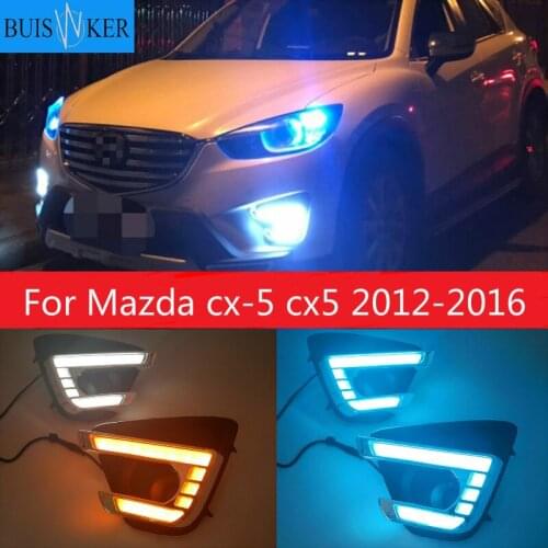 1Pair DRL For Mazda cx-5 cx5 2012 2013 2014 2015 2016 led daytime running light turn signal yellow 12V fog lamp