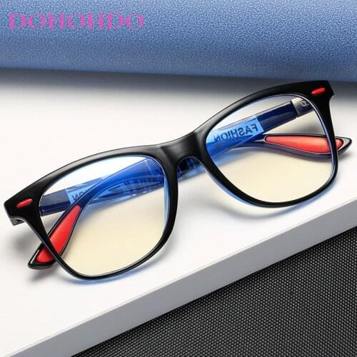 DOHOHDO 2021 New Fashion Office Anti Blue Light Glasses Women Vintage Rivet Square Eyeglasses Men Classic Computer Eyewear UV400