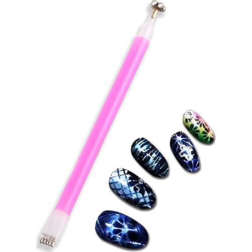 Dual-Ended Magnet Stick DIY Nail Polish Flower Pattern Magnet Pen For Cat Eyes Gel Polish 3D Strip Grid Nail Art Tools