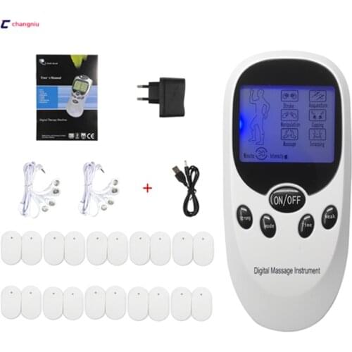 Whole English key Dual input Electrical Stimulator Full Body Relax Muscle Massager,Pulse tens Acupuncture therapy+20 pads