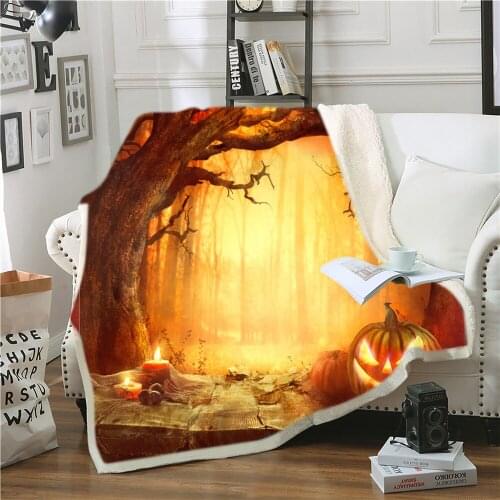 Halloween Skull Print Flannel Sherpa Blanket Throw for Adults Kids on Bed Sofa Microfiber Blanket