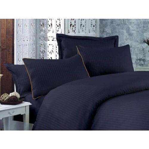 Striped Cotton Satin Duvet cover set Anthracite