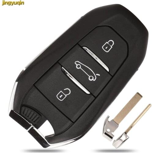 Jingyuqin 10pcs Remote Smart Car Key Fob Shell For Peugeot 308 508 For Citroen C4 DS4 DS5 HU83 VA2 Blade 3 Buttons Key Case
