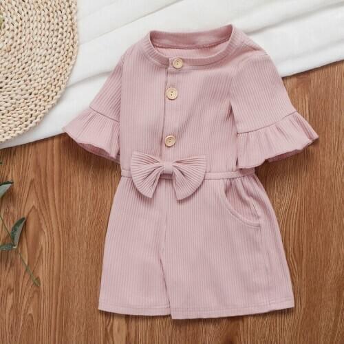 Toddler Baby Girls Bow Romper Jumpsuit Sunsuit Clothes Overall Outfits