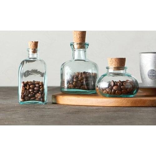 Creative Glass Storage Jar Simplicity Seal Cork Milk Tea Shop Coffee Organizer Kitchen Cereal Dispenser Living Room Desktop Vase