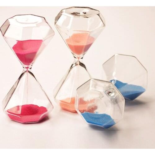 5 Min/15 Min/30 Min Creative Diamond Design Glass Powder Sand Hourglasses with Packaging Gifts 6 Colors Home Decor