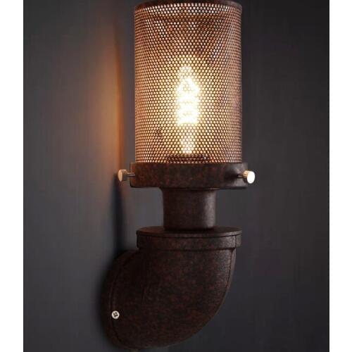 Loft Vintage Style Industrial Rust Metal Net Wall Light Corridor Bar Cafe Coffee Shop Bedroom Bedside Bedroom Lamp