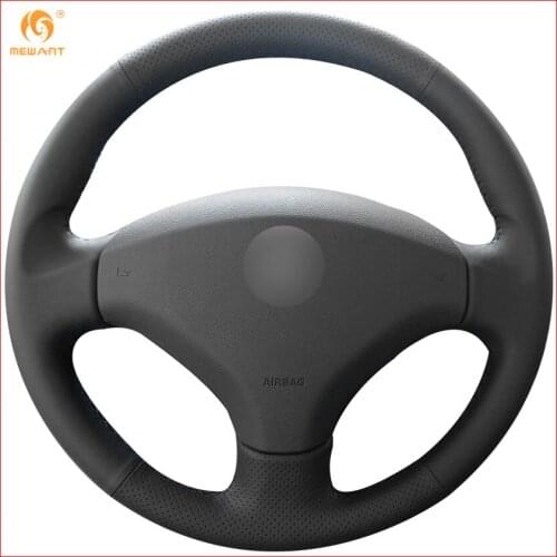 MEWANT Black Artificial Leather Car Steering Wheel Cover for Old Peugeot 408 Peugeot 308 Accessories Parts
