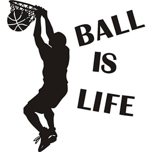 Ball is Life Basketball Slam Dunk Wall Decal Sticker Basketball Player Decor Wall Removable Wall Sticker Sports Style Wall Decor