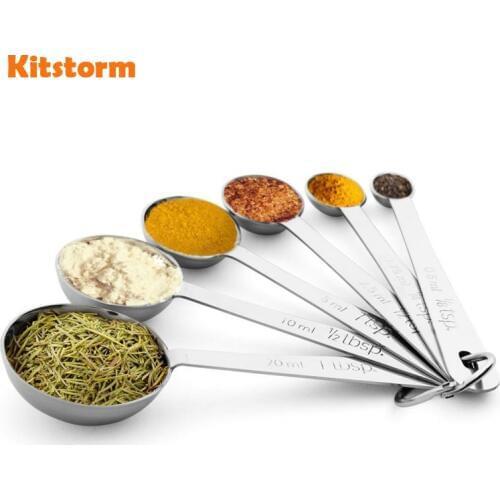 6 Pieces Stainless Steel Measuring Spoons Set Teaspoons For Kitchen Cooking & Baking Tools