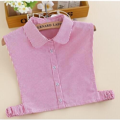 Adult Fake Collar for Women Detachable Collars Striped False Collar Shirt Tie Female Removable Blouse Half Shirt Nep Kraagie
