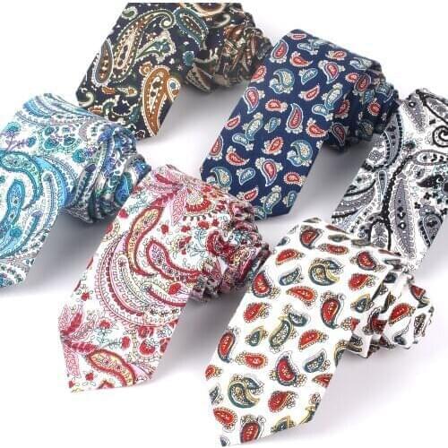 New Paisley Cotton Tie For Men Women Cashew Neck Tie for Wedding Business Adult Suits Skinny Ties Slim Men Necktie