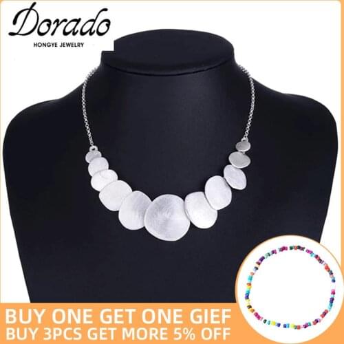 Dorado Round Pendant Choker Necklaces For Women Retro New Alloy Long Chain Female Statement Necklace Fashion Jewelry Collier