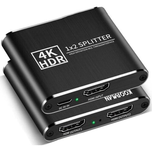 HDMI Splitter 2.0 4K@60Hz Switcher 1X2 HDR 4K Full HD Video HDMI to HDMI Switch Adapter 1 in 2 Out Amplifier For TV DVD PS3 Xbox