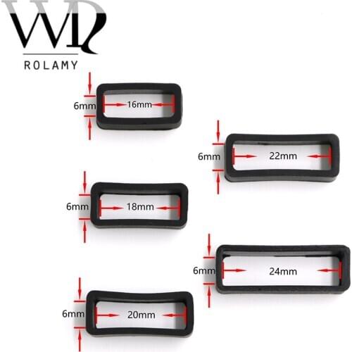 Rolamy 1pc 16 18 20 22 24mm Silicone Rubber Loops Replacement Accessories Holder Locker For Wrist Watch Straps Bracelet Band