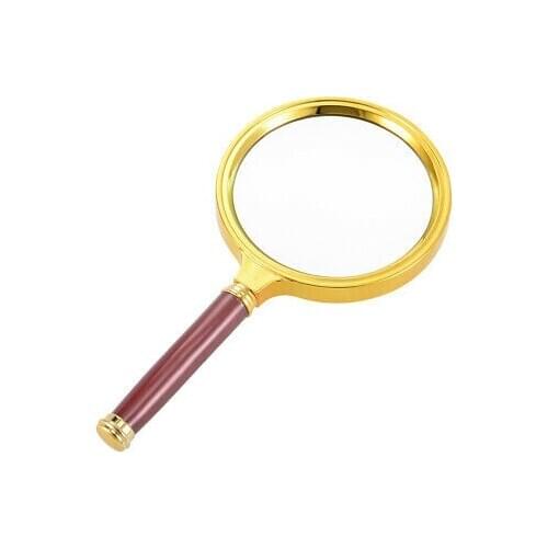 75mm 4 X Handheld Magnifying Glass Lens Magnifier Gold Tone