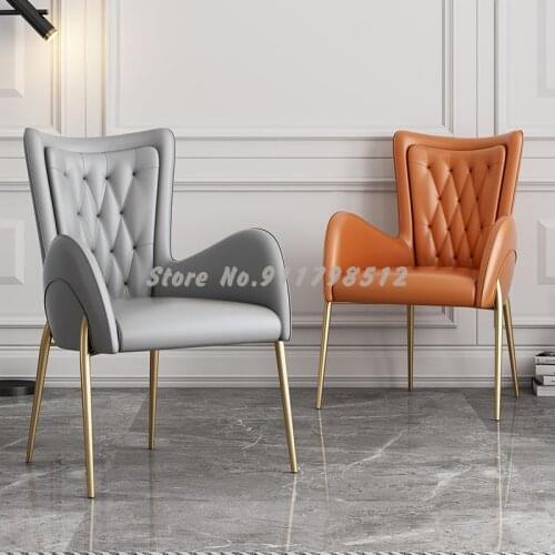 Nordic light luxury dining chair home European style net red ins makeup chair modern iron dressing table backrest study chair