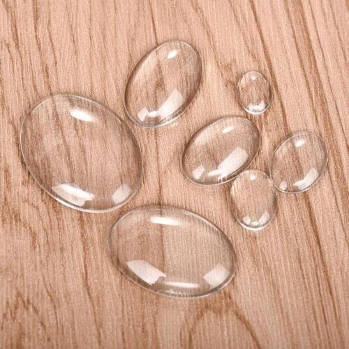 Glass Clear Oval Glass Cabochons Flat Back For Base Settings Pendants DIY Jewelry Making 18x25mm