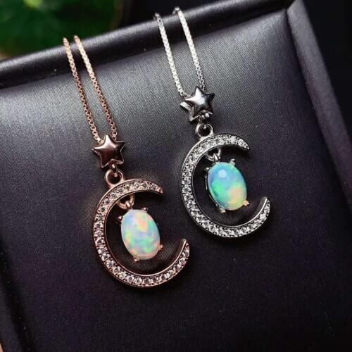Natural And Real Opal necklace Natural real 925 sterling silver Opal Pendant