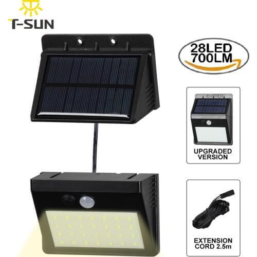 T-SUNRISE 28 LED Solar Light Motion Sensor with Separable Solar Panel Outdoor Garden Solar Lamps Waterproof IP64 Street Light