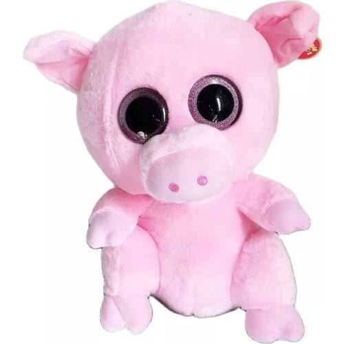 Ty Beanie Boos Big Eyes Stuffed Peas Soft Plush Animal Pink pig Doll Collection Boys Girls Child Christmas Birthday Gift 15CM