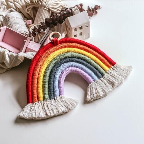 2pcs lace rainbow ornaments 7 rainbow ropes hand-woven wall decorations baby girl room decoration family kindergarten decoration