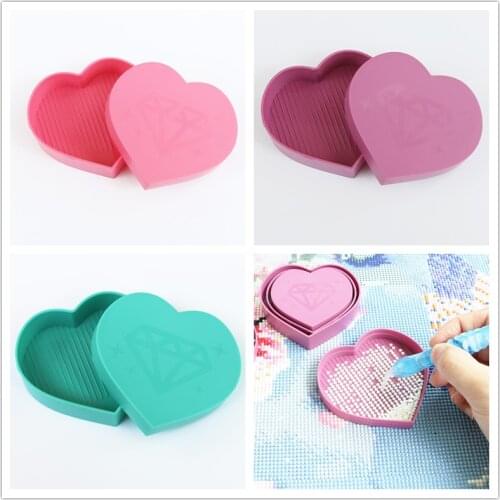 Heart-Shaped Drill Diamond Tray Box,DIY Diamond Painting Tools Accessories Kits Embroidery Pen Plate Glue, Diamond Painting Case