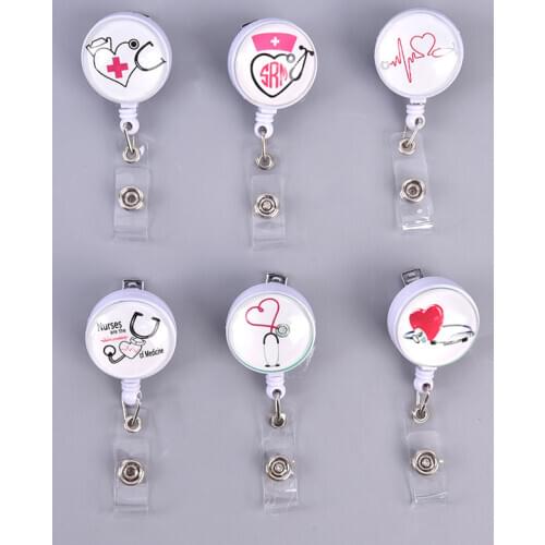 6Styles Fashion Cartoon Retractable Doctor Nurse Badge Reel Top Quality Cute Students ID Card Badge Holder