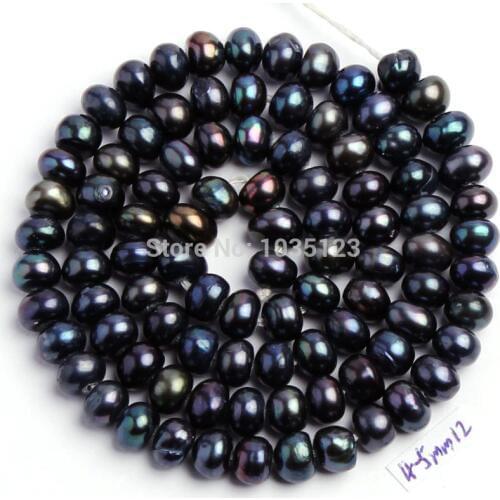 High Quality 5-6mm Black Natural Freshwater Pearl Rondelle Shape DIY Gems Loose Beads Strand15" Jewelry Making w848
