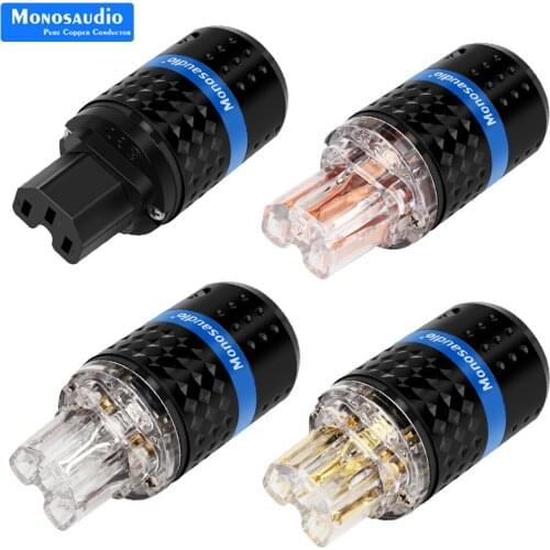 TOP Quality Monosaudio F102 Pure Copper Female AC Power Plug Connector for Audio DIY Mains Power Cable ,F103 Top Transparent