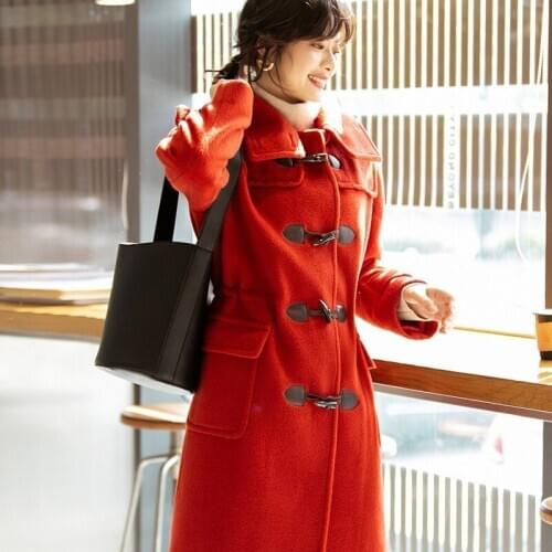 Fire 2020 new red age horn buckle casual llama wool woolen coat female