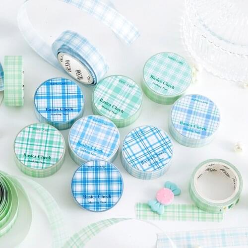 1.5cm*300cm Fresh Grid Series Washi Tape Creative Simple Basic Decoration Stationery Kawaii School Journal Sticker Tape Supplies