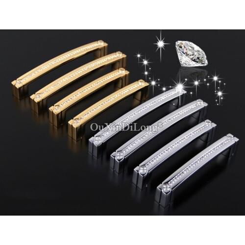 1PCS Cabinet Knobs 24K Real Gold Crystal Drawer Door Handle Furniture Knobs Pull Handles Gold & Chrome GF465