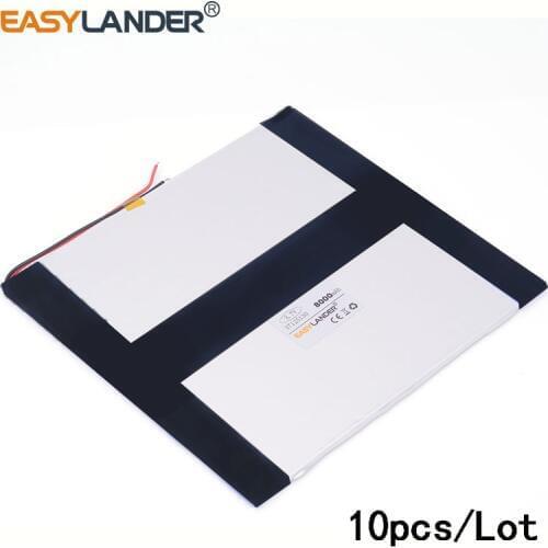 10pcs/Lot 3.7V 8000mAH 37125130 lithium Li ion polymer rechargeable battery for tablet pc onda sanei ainol pipo IPAQ MID pad