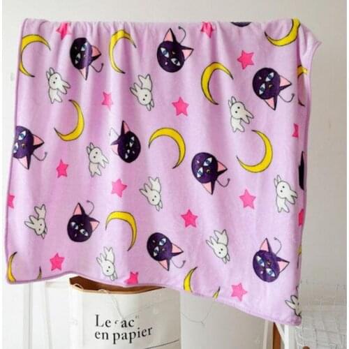 100x100cm/150/200x200cm sailor moon luna cat soft coral fleece baby blanket sofa blanket children bed sheet bedspread adult
