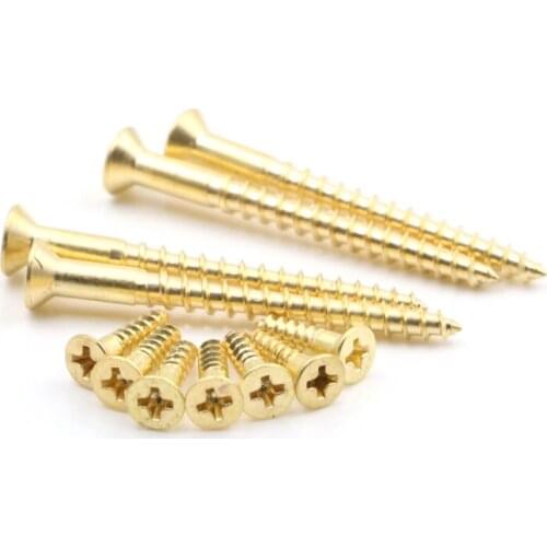 20pcs M2.5 M3.5 brass Phillips countersunk screws cross flat head brassiness screw self-tapping pointed tail bolt 16mm-30mm long