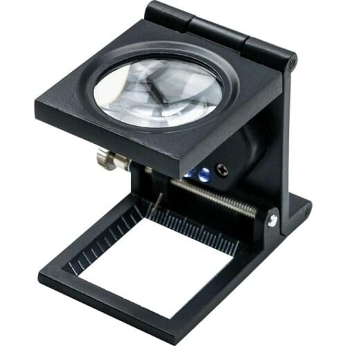 Promotion ! 8X Fold Stand Scale Fabric Cloth Magnifier 2 LED Magnifing Loupe Repair Tools Free Shipping