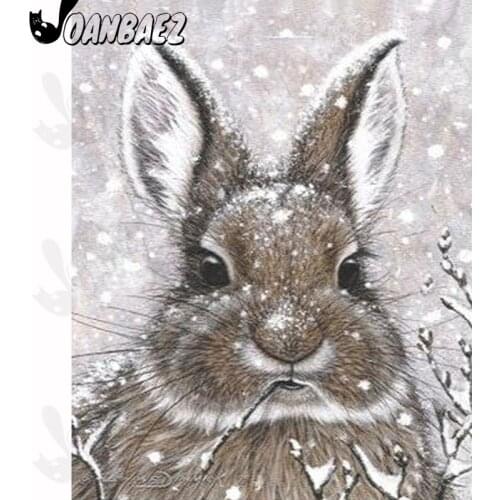 Cute Snow Rabbit Diamond Painting 5D Diy Wall Art Simple Animal Sticker Diamond Embroidery Inlaid Room Decoration Gift