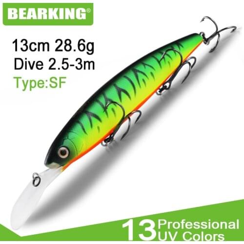 BEARKING Fishing Lure Laser Hard Artificial Bait 3D Eyes 13cm 28.6g Fishing Wobblers Diving 2.5m-3m Crankbait