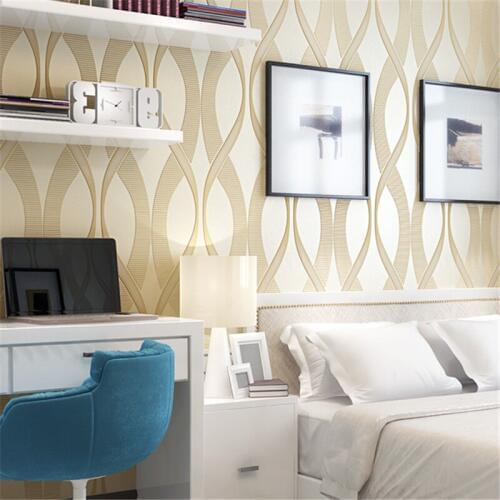 Beibehang Simple thick embossed bedroom warm 3d vertical striped living room wallpaper background wall TV non - woven wallpaper