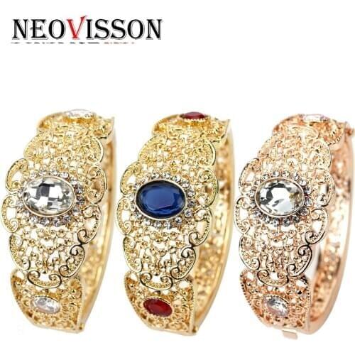 Neovisson Algeria Gold Color Cuff Bracelet Bangle African Ethnic Wedding Jewelry Gift Morocco Design