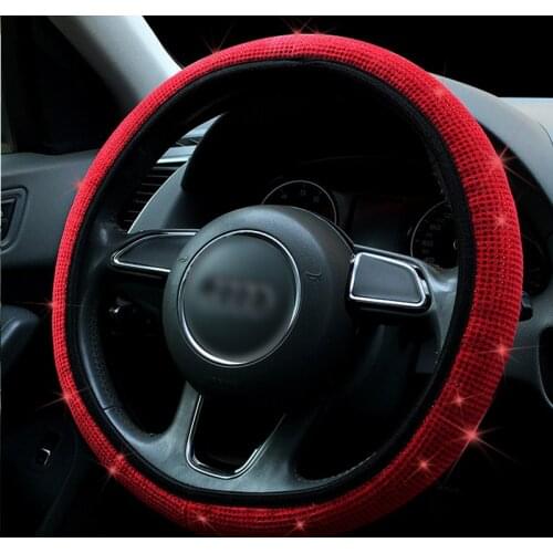 Car Steering Wheel Cover Bling Rhinestones Crystal Universal No Inner Ring Four Seasons Auto Interior Accessories Styling