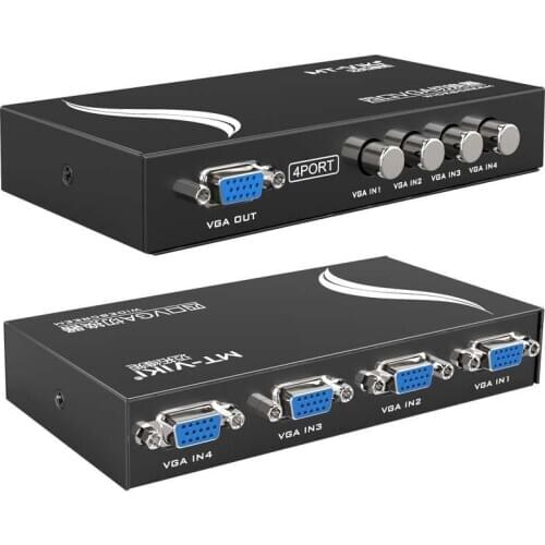MT-15-4C 4 Port VGA Splitter Box 1 PC to 4 Monitor Out SVGA LCD Video Monitor Splitter Box for Laptop Computer TV