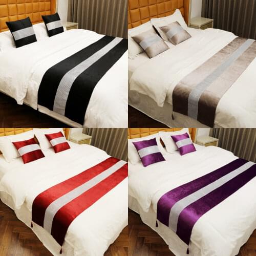 20in*71in Diamond Flannel Bedspread Bed Runners Velvet Wavy Pattern Double-faced Throw Runners Home Hotel Decoration Bed Flag