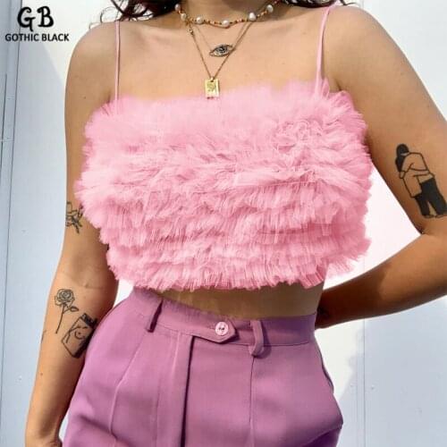 Gothblack Camisole Plush Gauge Shirring Zipper Tube Tops Slash Neck Hot Sexy Solid Sleeveless Vest Causal Club Streetwear Y2k